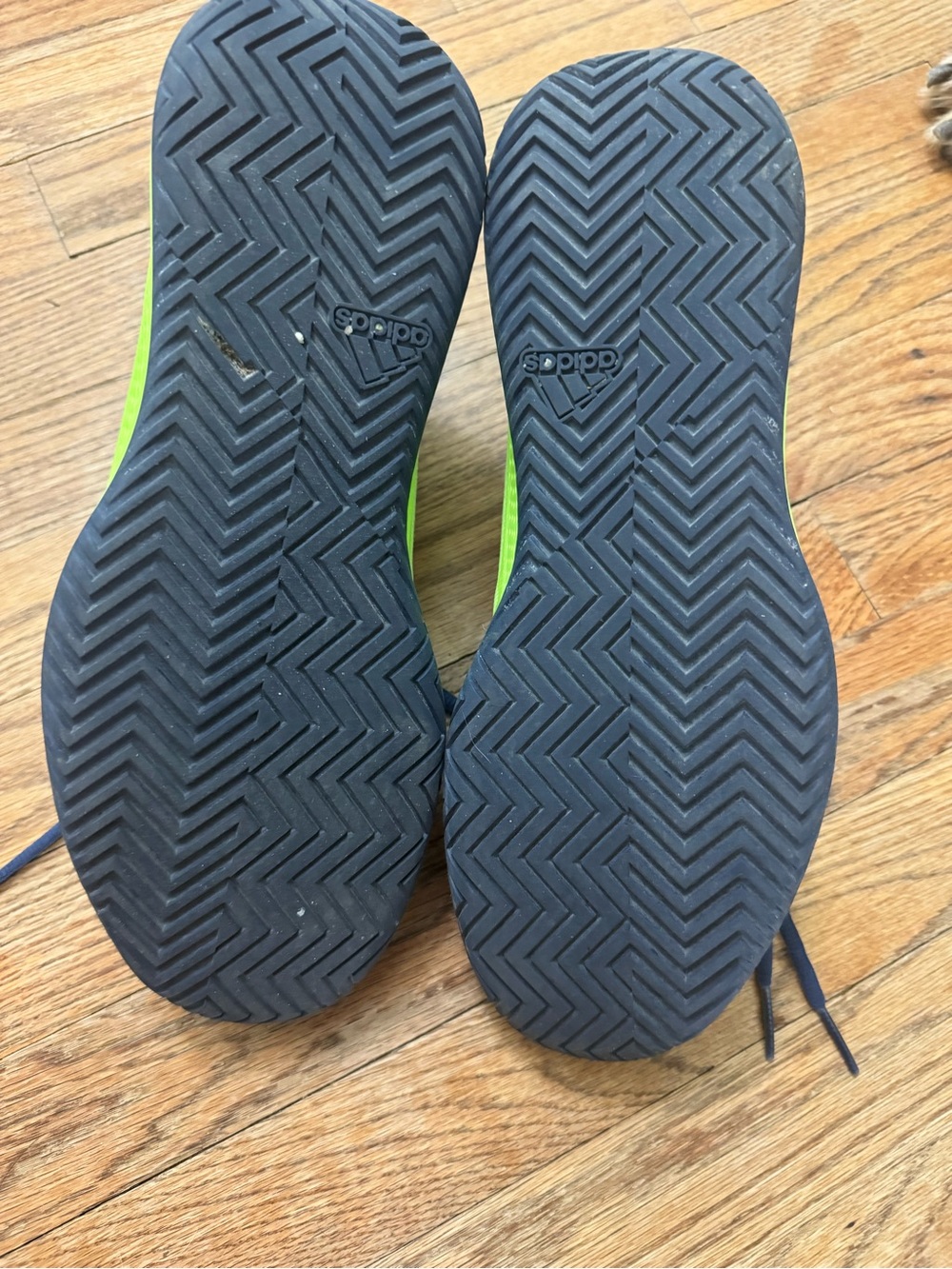 adidas Bright Green Athletic Tennis Shoes with Blue Stripes - Picture 4 of 7